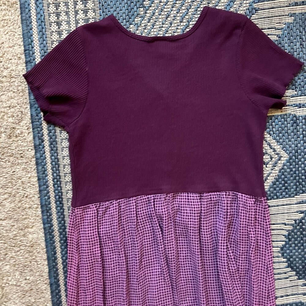 Cottagecore Vintage 90s Bobbie Brooks purple plum gingham whimsygoth dress - Picture 5 of 11